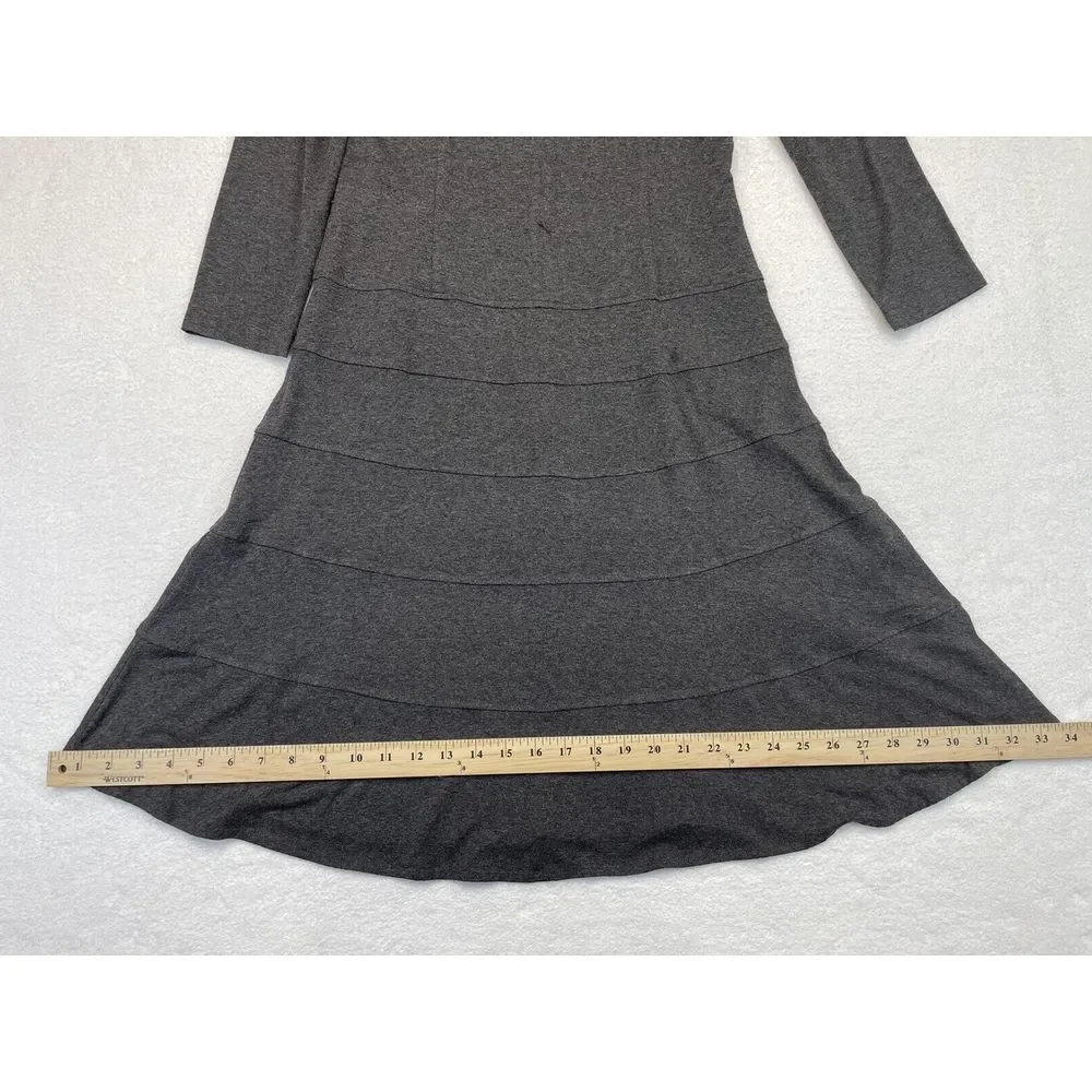 Tommy Hilfiger Women Charcoal Gray L/S Scoop Neck Bodycon‎ A-Line Midi size 6.